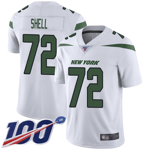 New York Jets Limited White Youth Brandon Shell Road Jersey NFL Football 72 100th Season Vapor Untouchable